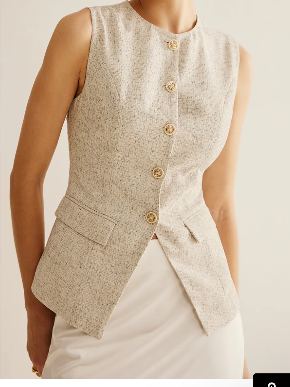 Commense Elegant Breasted Piping Split Vest